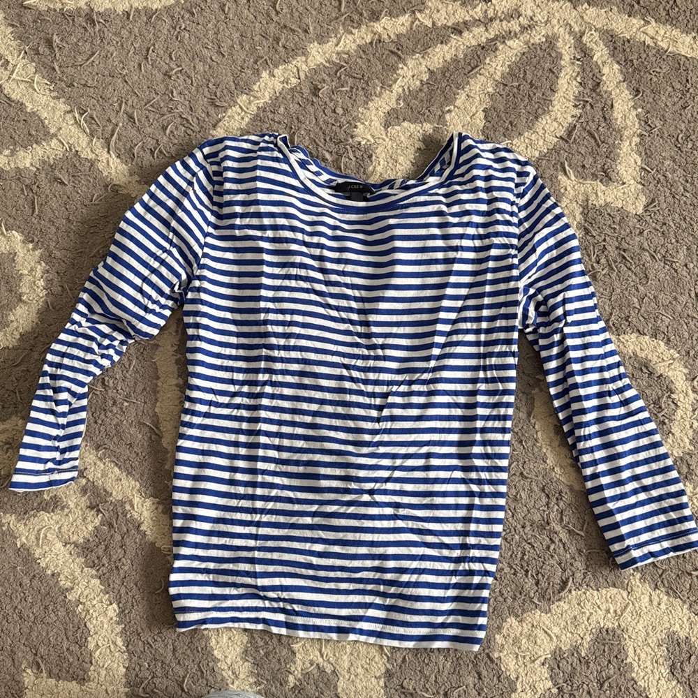 J Crew Blue Stripe Twist Back Top size Large
